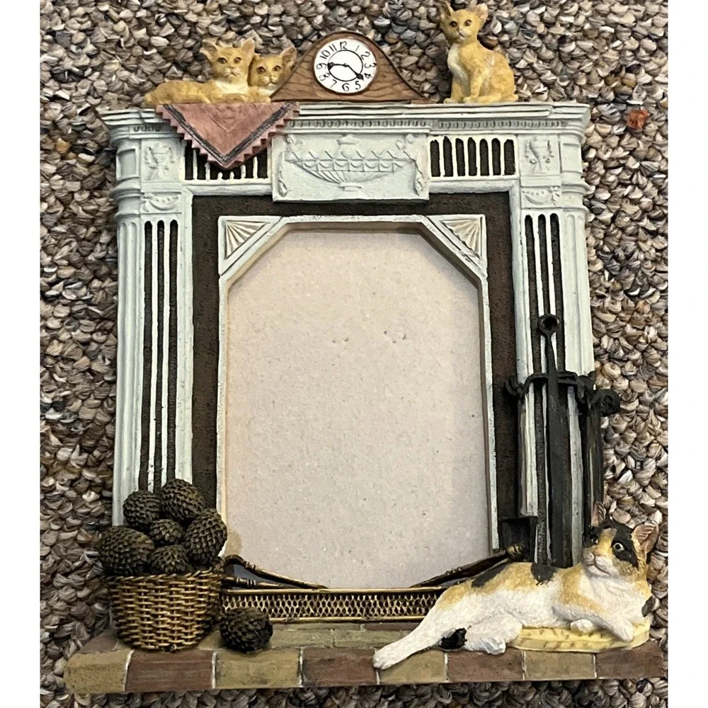 Hand Painted Cat Themed Frame Decor Animal Home Hearth Architectural Pillars